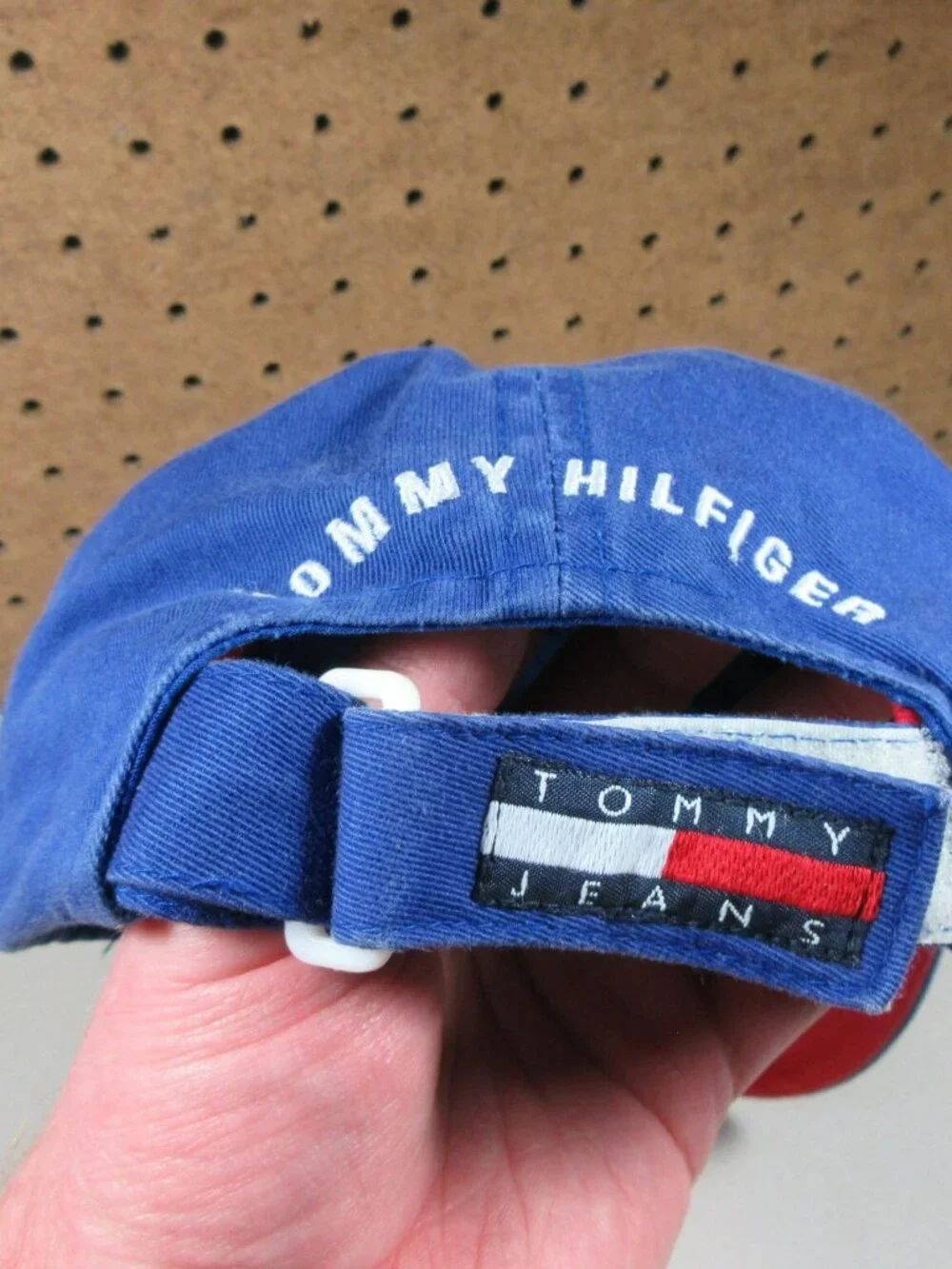 Vintage Tommy Hilfiger womens blue 6 panel Flag strapback hat